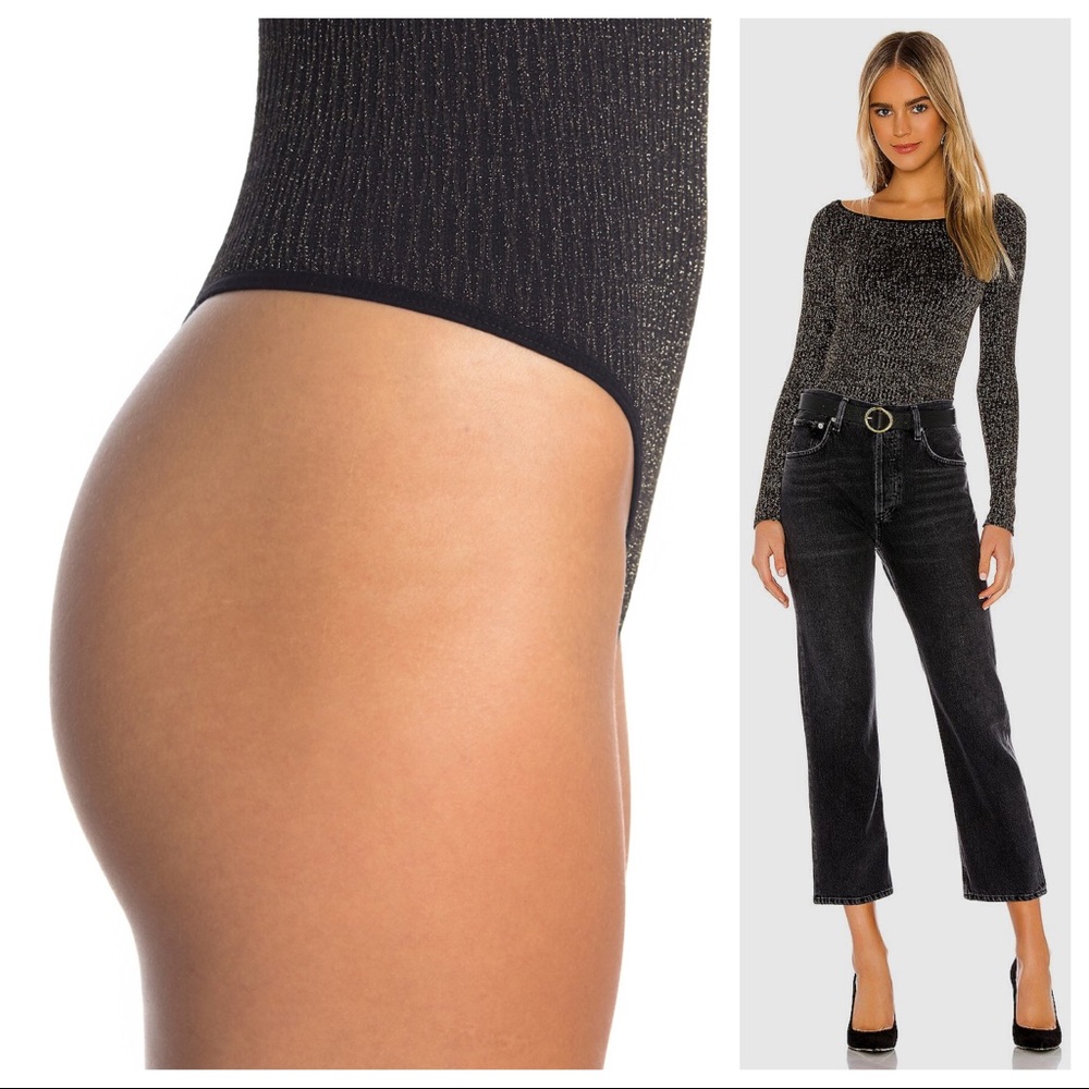 FREE PEOPLE BOHO GOLD SPARKLE BODYSUIT TOP A2C - Picture 12 of 15